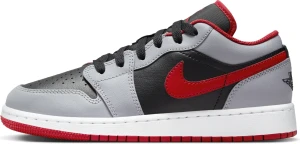 Кроссовки подростковые Nike AIR JORDAN 1 LOW (GS) серо-черно-красные 553560-060
