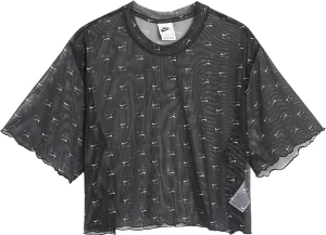 Футболка жіноча Nike W NSW AIR AOP MESH SS CROP TOP чорна DV8245-010