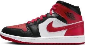 Кросівки жіночі Nike AIR JORDAN 1 MID червоно-біло-чорні BQ6472-079