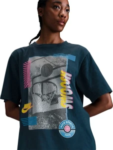 Футболка баскетбольна жіноча Nike LOOSE SHORT-SLEEVE BASKETBALL T-SHIRT SP25 темно-синя HJ3634-478