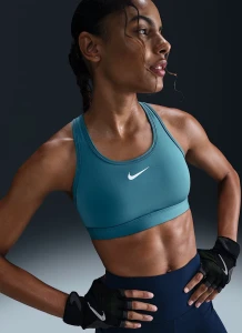 Топ жіночий Nike SWOOSH MEDIUM SUPPORT PADDED SPORTS BRA димчасто-синій DX6821-006