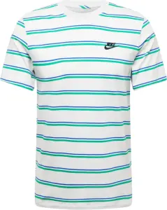 Футболка Nike SPORTSWEAR CLUB STRIPE бело-зелено-синяя DZ2985-094