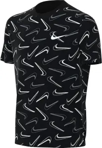 Футболка подростковая Nike SWOOSH ALL-OVER-PRINT черная FN9605-010