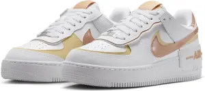 Кроссовки женские Nike AIR FORCE 1 SHADOW бело-золотисто-светло-коричневые DZ1847-111