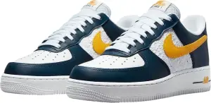 Кроссовки Nike AIR FORCE 1 LOW EMB бело-темно-сине-желтые FJ4209-400