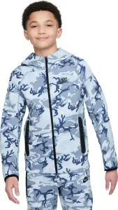 Толстовка подростковая Nike TECH FLEECE CAMO голубо-синяя FN9118-493