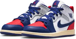 Кроссовки детские Nike AIR JORDAN 1 MID (PS) сине-бело-красные DQ8424-102