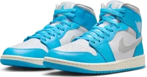 Кросівки жіночі Nike AIR JORDAN 1 MID блакитно-біло-світло-сірі BQ6472-400