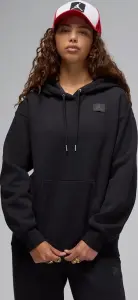 Худи женское Nike JORDAN FLIGHT FLEECE SATIN-LINED PULLOVER HOODIE черное FV7050-010