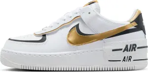 Кроссовки женские Nike AIR FORCE 1 SHADOW бело-черно-золотые CI0919-125