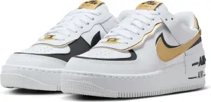 Кроссовки женские Nike AIR FORCE 1 SHADOW бело-черно-золотые CI0919-125