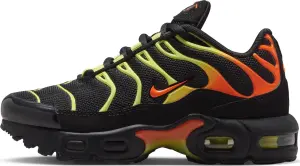 Кроссовки детские Nike AIR MAX PLUS (PS) черно-салатово-оранжевые FZ0023-040