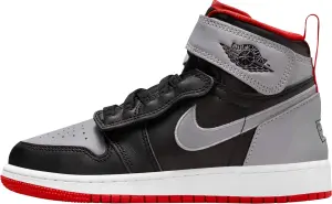 Кроссовки подростковые Nike AIR JORDAN 1 HI FLYEASE (GS) серо-черно-красные DC7986-010