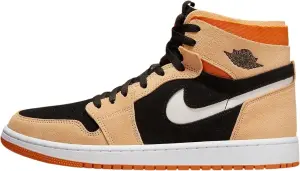 Кроссовки Nike AIR JORDAN 1 ZOOM CMFT светло-коричнево-черно-оранжевые CT0978-200