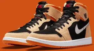 Кроссовки Nike AIR JORDAN 1 ZOOM CMFT светло-коричнево-черно-оранжевые CT0978-200