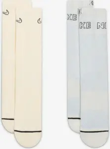 Носки Nike EVERYDAY PLUS CUSHIONED CREW бежевые, светло-серые (2 пары) DZ1551-903