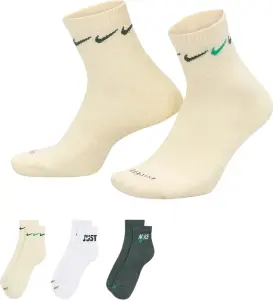 Шкарпетки Nike EVERYDAY PLUS CUSHIONED TRAINING ANKLE бежеві, білі, темно-зелені (3 пари) DH3827-901
