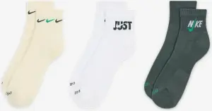 Шкарпетки Nike EVERYDAY PLUS CUSHIONED TRAINING ANKLE бежеві, білі, темно-зелені (3 пари) DH3827-901