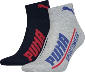 Шкарпетки Puma MEN LOGO QUARTER 2P чорно-сірі (2 пари) 102002001-023