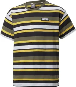 Футболка підліткова Puma ALPHA STRIPED оливково-чорно-жовта 847293-32