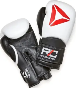 Рукавички боксерські Reebok COMBAT LEATHER BOXING GLOVES біло-чорно-червоні (10 унцій) RSCB-10010WH-10