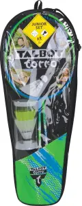 Набір для бадмінтону дитячий Talbot BADMINTON SET 2-ATTACKER JUNIOR (2 ракетки, 2 волани, чохол) салатово-блакитний 449410