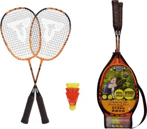Набір для швидкісного бадмінтону Talbot SPEED BADMINTON SET SPEED 2200 (2 ракетки, 3 волани, чохол) оранжево-чорний 490112