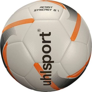 М'яч футбольний Uhlsport RESIST SYNERGY біло-чорно-жовтогарячий 1001669 01 Розмір 4