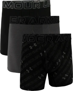Труси (боксерки) Under Armour PERFORMANCE COTTON 6IN 3-PACK PRINTED BOXERJOCK чорно-сірі, сірі, чорні (3 пари) 1383890-001