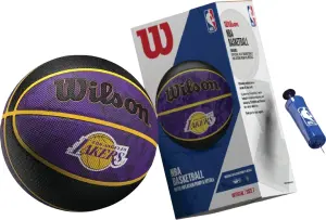 Баскетбольний набір Wilson NBA TEAM TIE-DYE LOS ANGELES LAKERS (м'яч і насос у подарунковій коробці) фіолетово-жовто-чорний Розмір 7 WZ4007803XP