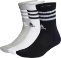 Шкарпетки Adidas 3-STRIPES CUSHIONED CREW 3P білі, сірі, чорні (3 пари) IC1323