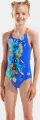 Купальник злитий дитячий Arena PAINTING SWIMSUIT V BACK синьо-оранжево-блакитний 010744-830
