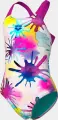 Купальник злитий дитячий Arena SPRAYING SWIMSUIT SWIM PRO BACK біло-рожево-блакитно-жовтий 010720-815