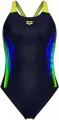 Купальник злитий жіночий Arena BREATH SWIMSUIT V BACK LB темно-синьо-жовто-зелено-синій 008330-760