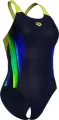 Купальник злитий жіночий Arena BREATH SWIMSUIT V BACK LB темно-синьо-жовто-зелено-синій 008330-760