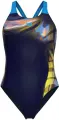 Купальник слитный женский Arena DREAMHLINE SWIMSUIT V BACK темно-сине-голубо-желтый 008328-760