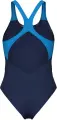 Купальник злитий жіночий Arena DREAMHLINE SWIMSUIT V BACK темно-синьо-блакитно-жовтий 008328-760