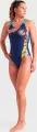 Купальник злитий жіночий Arena DREAMHLINE SWIMSUIT V BACK темно-синьо-блакитно-жовтий 008328-760