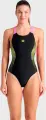 Купальник злитий жіночий Arena OPENINGS SWIMSUIT V BACK LB чорно-рожево-жовтий 008063-590
