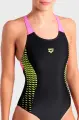 Купальник злитий жіночий Arena OPENINGS SWIMSUIT V BACK LB чорно-рожево-жовтий 008063-590