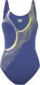 Купальник слитный женский Arena RIPPLES SWIMSUIT U BACK B темно-сине-желто-белый 009500-780