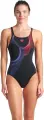 Купальник злитий жіночий Arena RIPPLES SWIMSUIT U BACK B чорно-червоно-синій 009500-590
