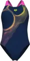 Купальник злитий жіночий Arena RIPPLES SWIMSUIT V BACK B темно-синьо-рожево-жовтий 009021-780