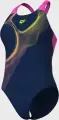 Купальник злитий жіночий Arena RIPPLES SWIMSUIT V BACK B темно-синьо-рожево-жовтий 009021-780