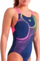 Купальник злитий жіночий Arena RIPPLES SWIMSUIT V BACK B темно-синьо-рожево-жовтий 009021-780