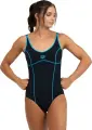 Купальник слитный женский Arena TANIA CLIP BACK SWIMSUIT ONE P черно-голубой 005974-580