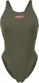 Купальник злитий жіночий Arena TEAM SWIMSUIT SWIM TECH SOLID темно-зелено-рожевий 004763-609
