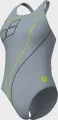 Купальник слитный женский Arena TRAIL SWIMSUIT V BACK серо-черно-лаймовый 009022-520