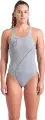 Купальник слитный женский Arena TRAIL SWIMSUIT V BACK серо-черно-лаймовый 009022-520