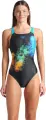 Купальник жіночий Arena VIBRANT SWIMSUIT SWIM PRO BACK чорно-блакитно-оранжево-зелений 008936-580
